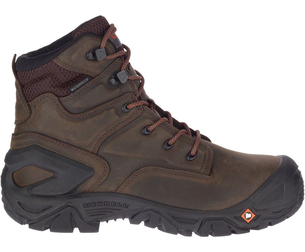 Botas Homem - Merrell Strongfield Couro X 7" Waterproof Comp Toe - Marrom - BHQ132987